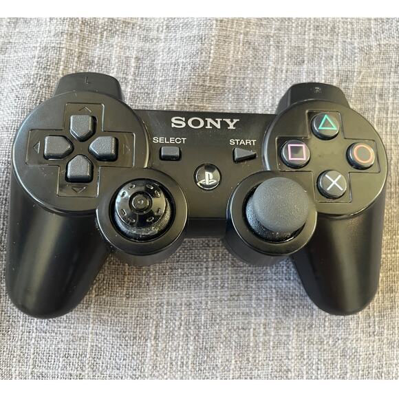 SONY PLAYSTATION 3 PS3 SIXAXIS DUALSHOCK BLACK WIRELESS CONTROLLER GENUINE OEM - Picture 1 of 4